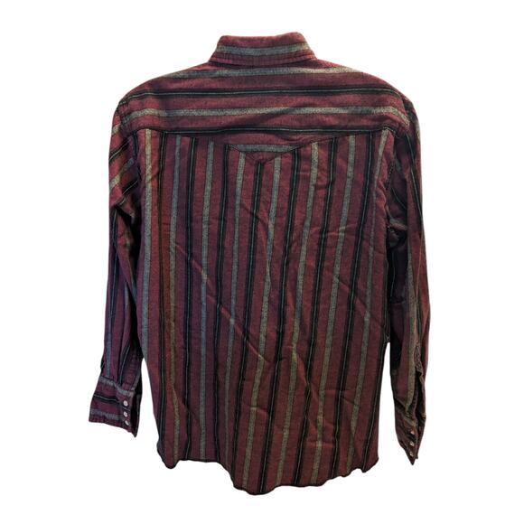 Wrangler Western Pearl Snap Shirt Mens XXL Long Sleeve Burgundy Cowboy Rodeo - Picture 10 of 13